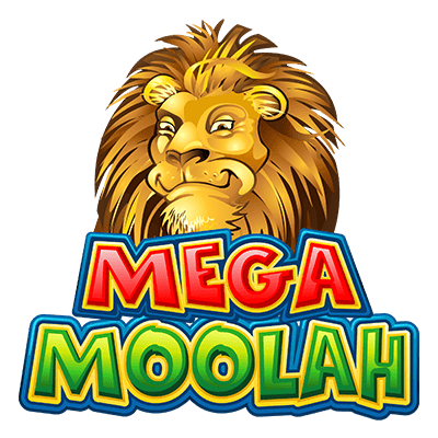 Mega Moolah logo, a lion head above the title