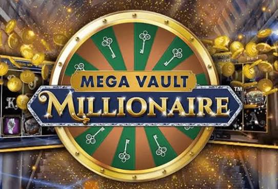 Mega Vault Millionaire logo, a gold wheel with keys